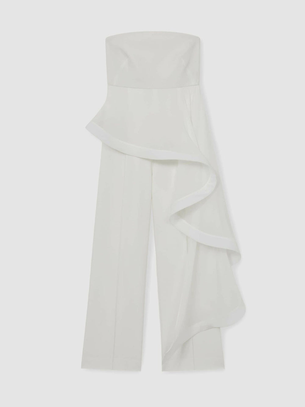 Silk Ruffle Bandeau Wide-Leg Jumpsuit Ivory | Women