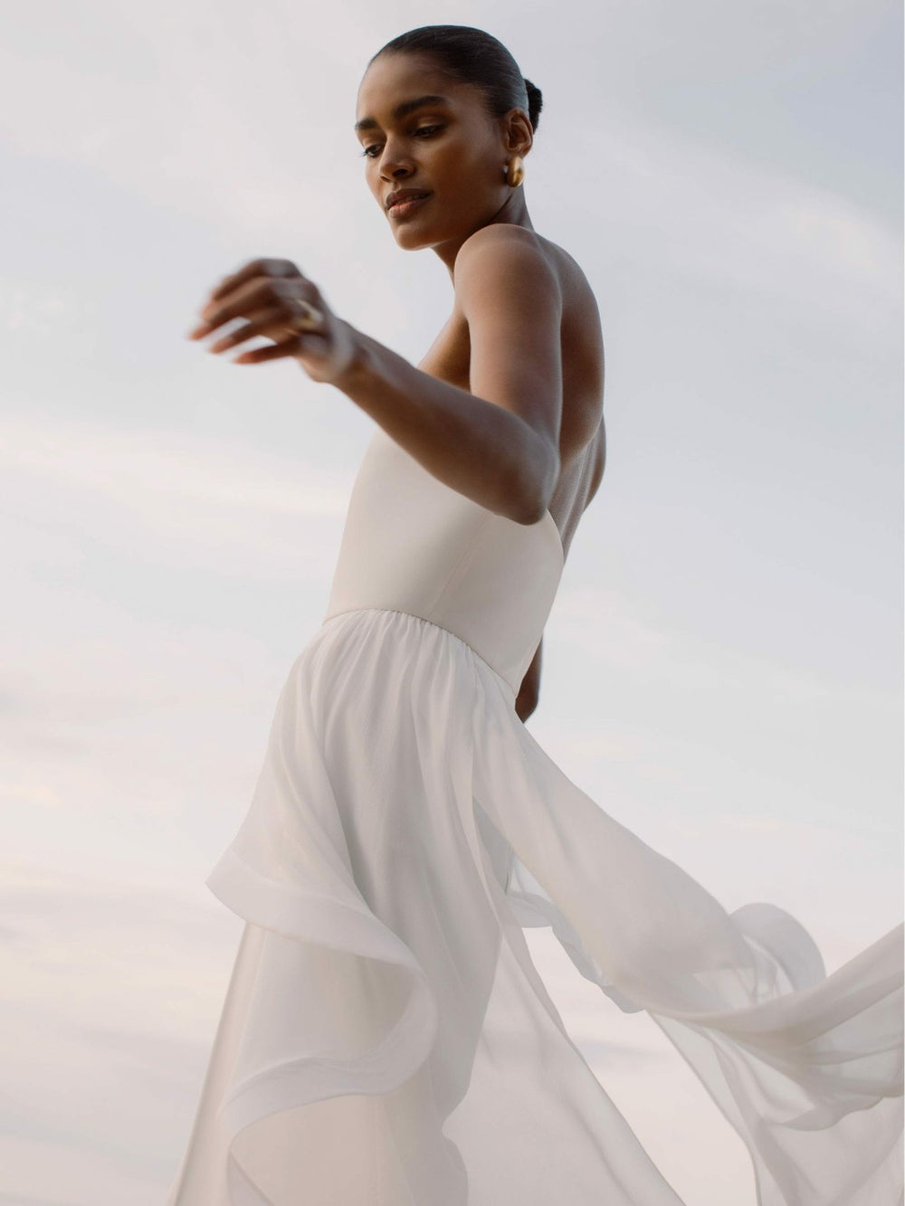 Silk Ruffle Bandeau Wide-Leg Jumpsuit Ivory | Women