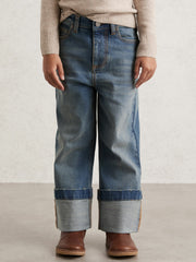 9-13 yrs Straight-Leg Turn-Up Jeans Blue | Children & Baby