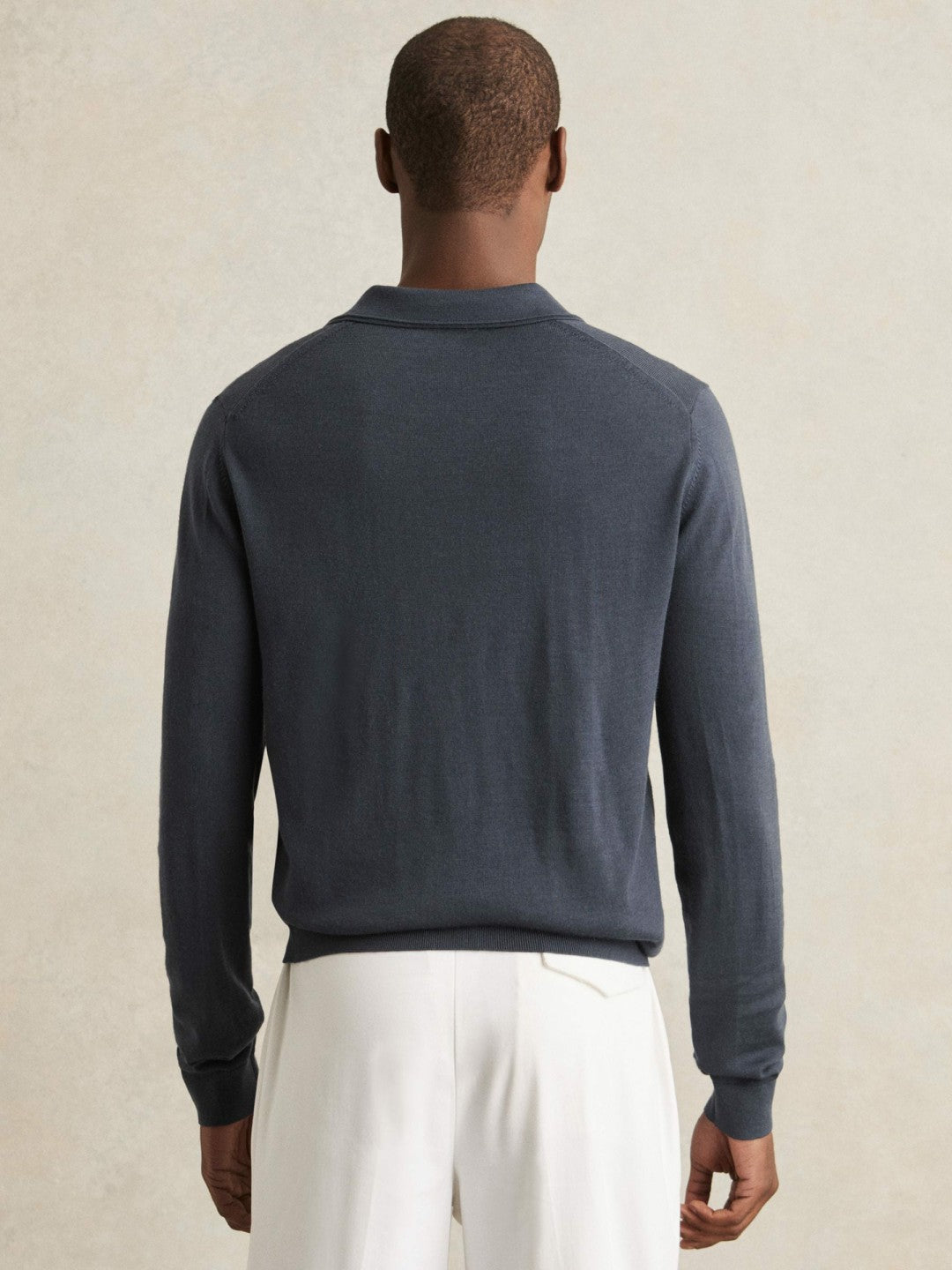 Merino Wool Open-Collar Polo Shirt Midnight Navy | Men