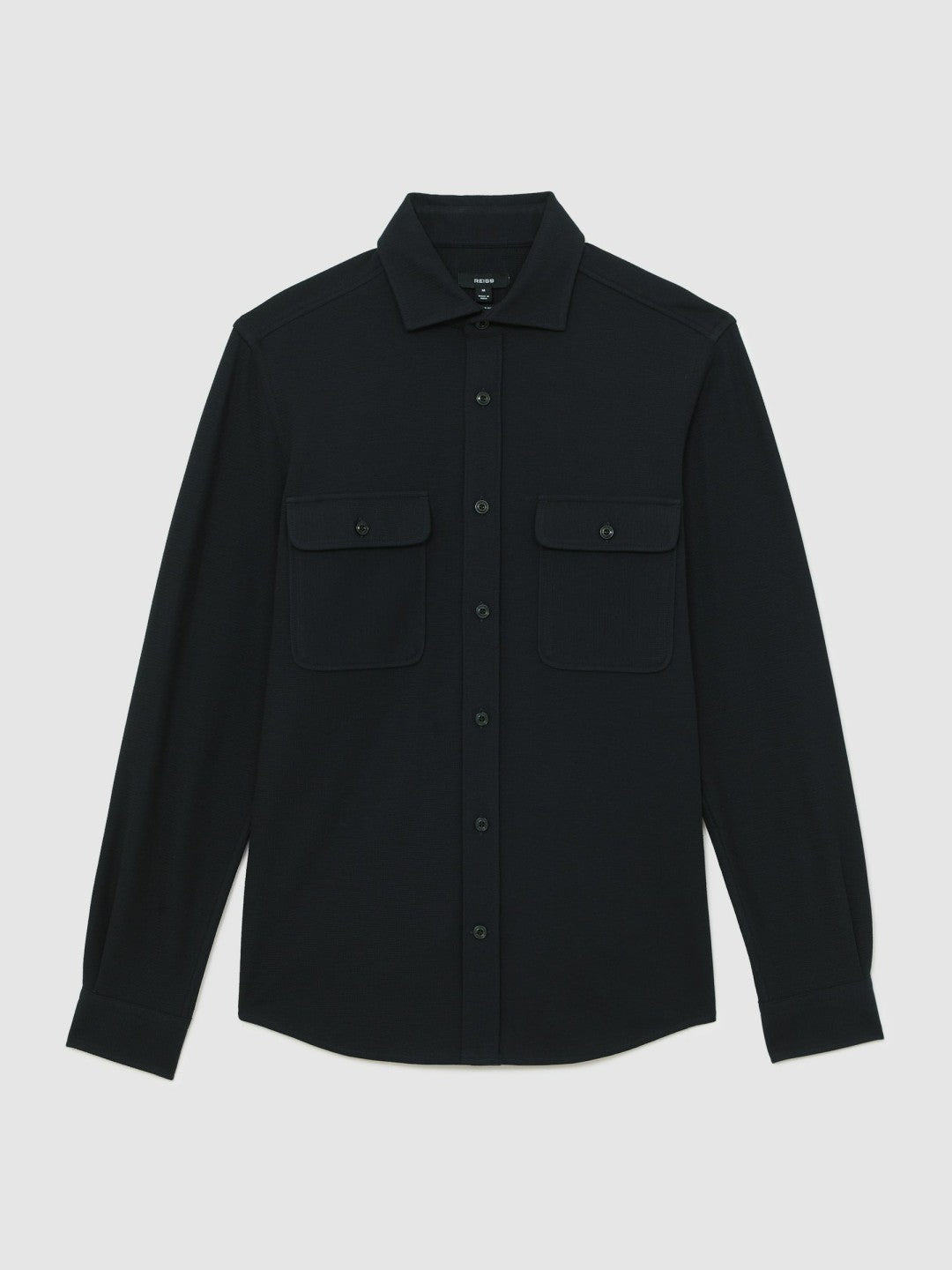Textured Twin Pocket Cotton Blend Overshirt Navy | Men