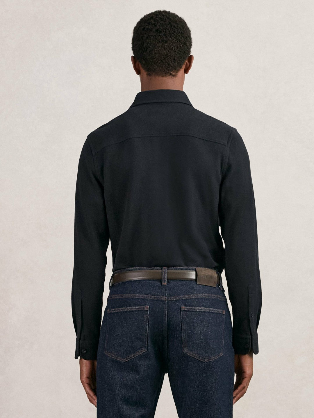 Textured Twin Pocket Cotton Blend Overshirt Navy | Men