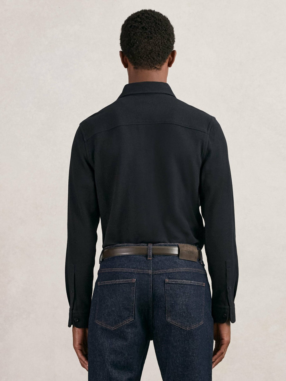 Textured Twin Pocket Cotton Blend Overshirt Navy | Men