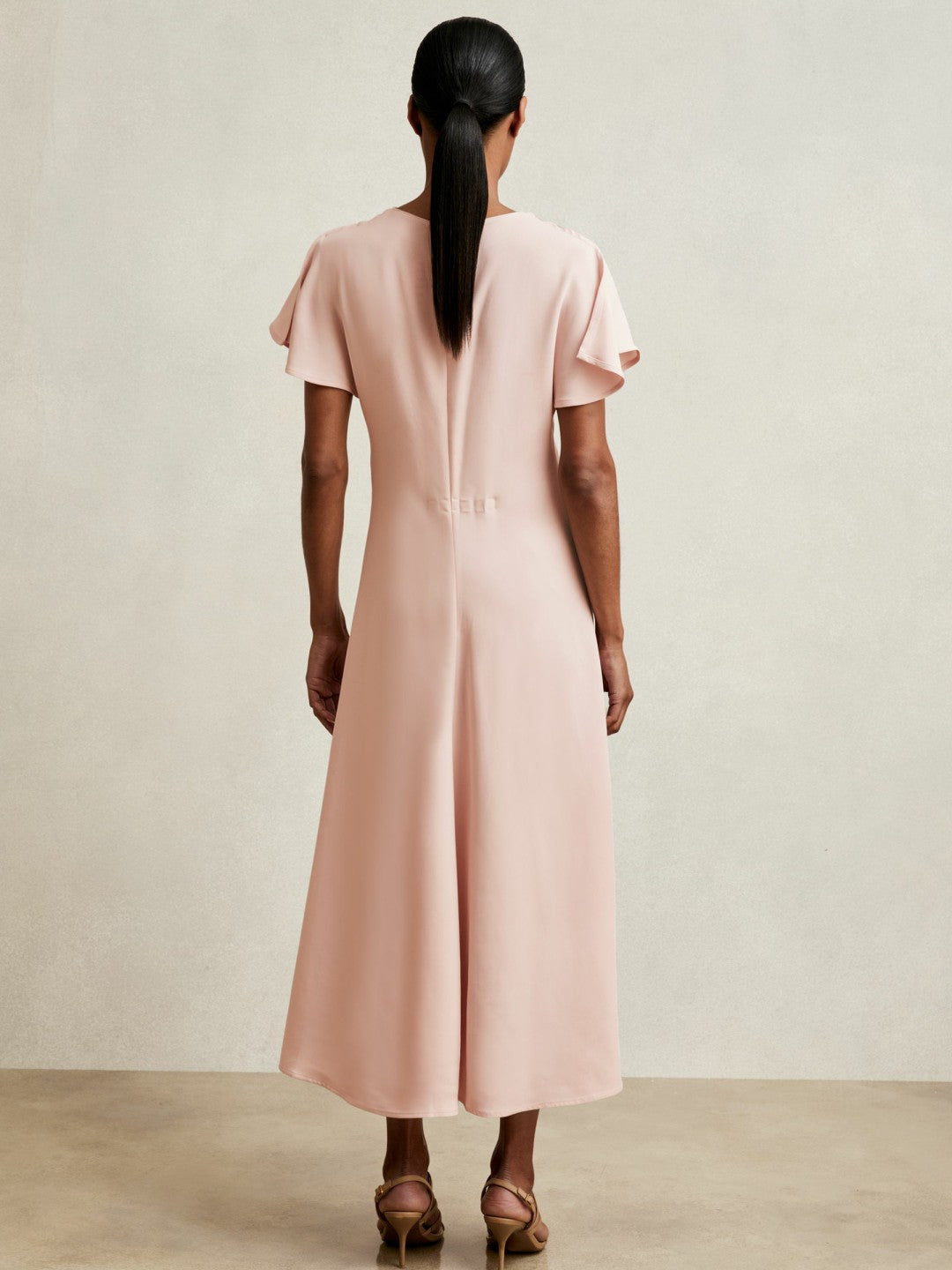 Ruched-Front Midi Dress Pale Pink | Women