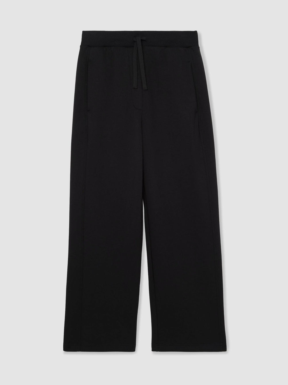 Petite Wide-Leg Interlock Drawstring Joggers Black | Women