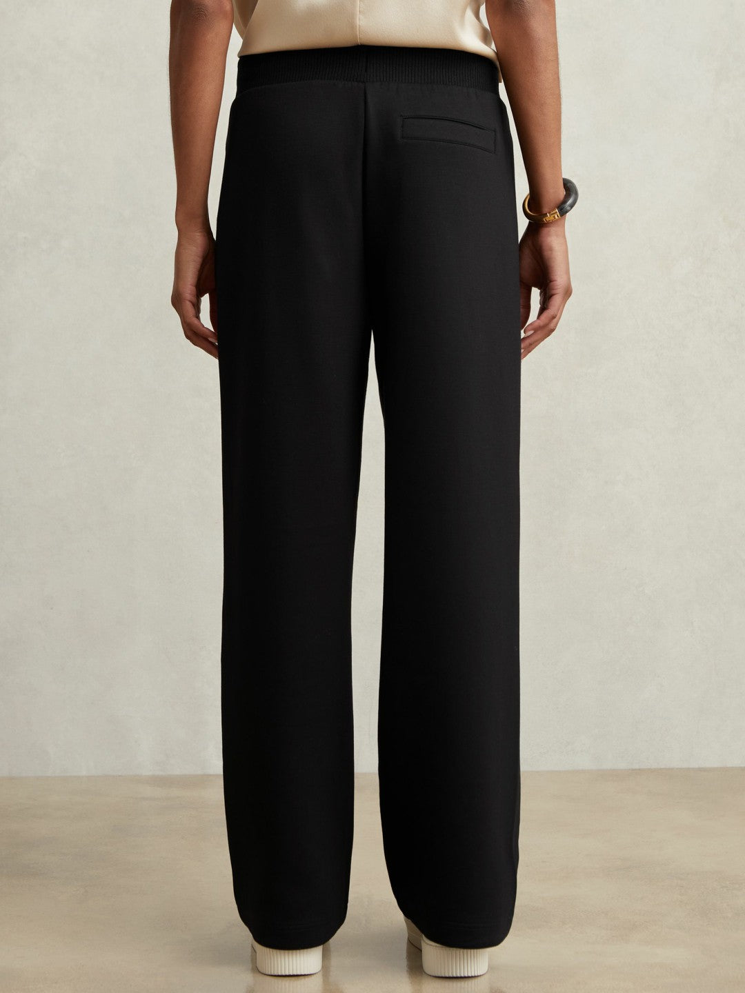 Petite Wide-Leg Interlock Drawstring Joggers Black | Women