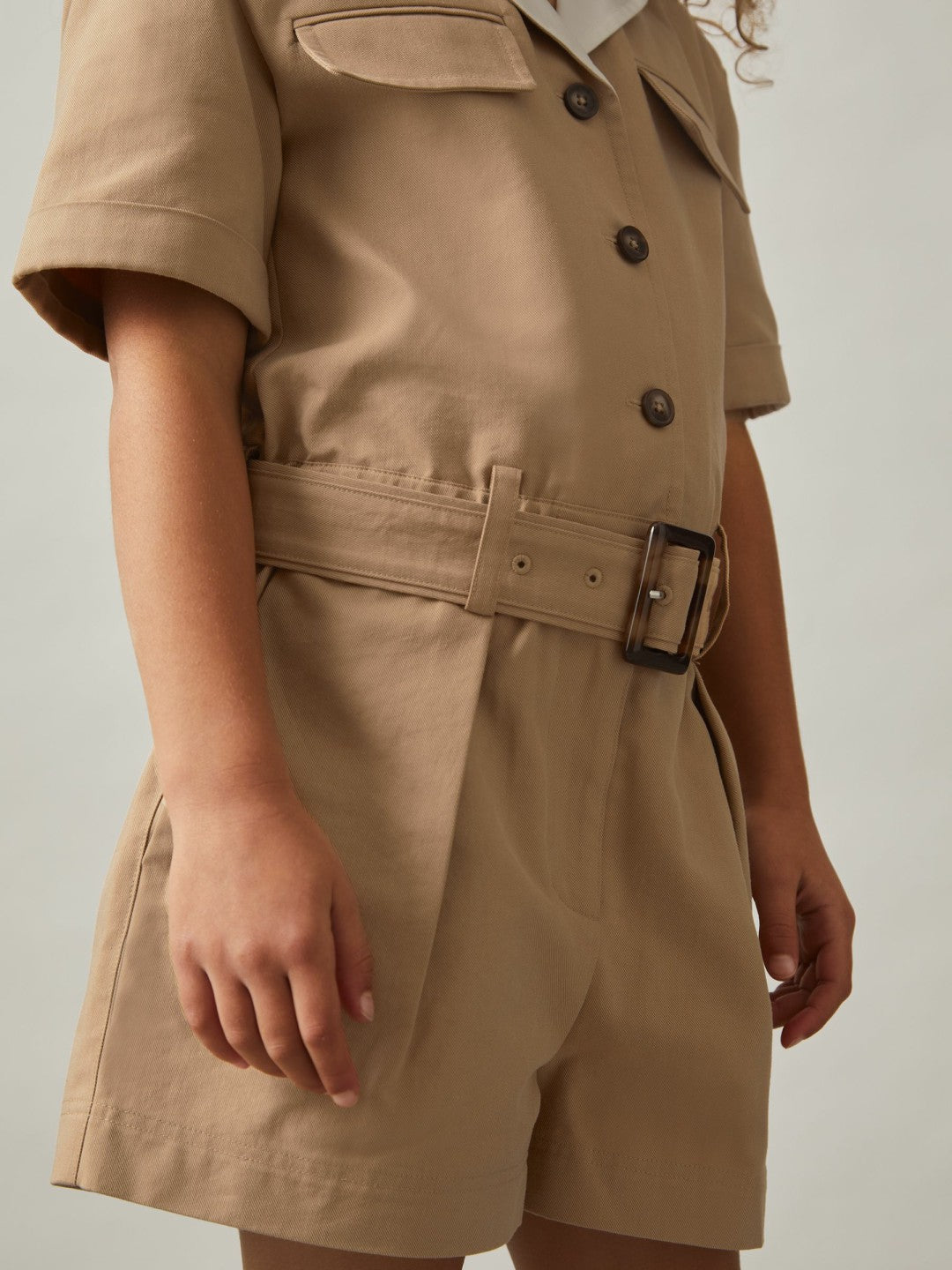 9-13 yrs Cotton-Lyocell Utility Playsuit Camel | Children & Baby