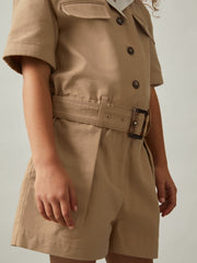 9-13 yrs Cotton-Lyocell Utility Playsuit Camel | Children & Baby
