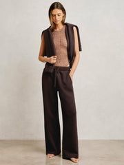 Petite Wide-Leg Interlock Drawstring Joggers Plum | Women