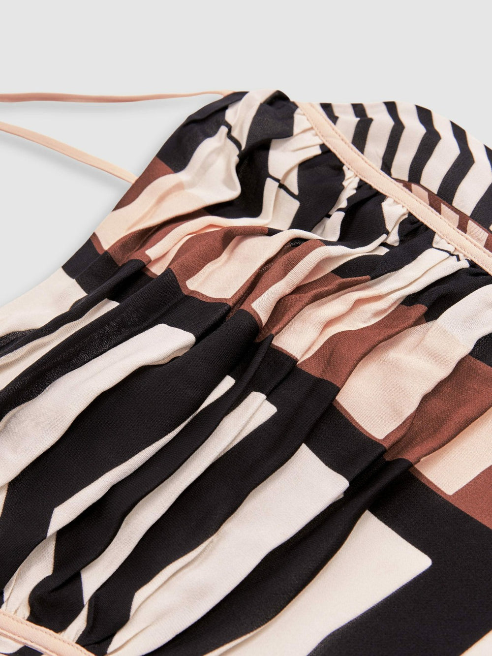 Chevron-Stripe Ruched Midi Dress Black/Brown | Women