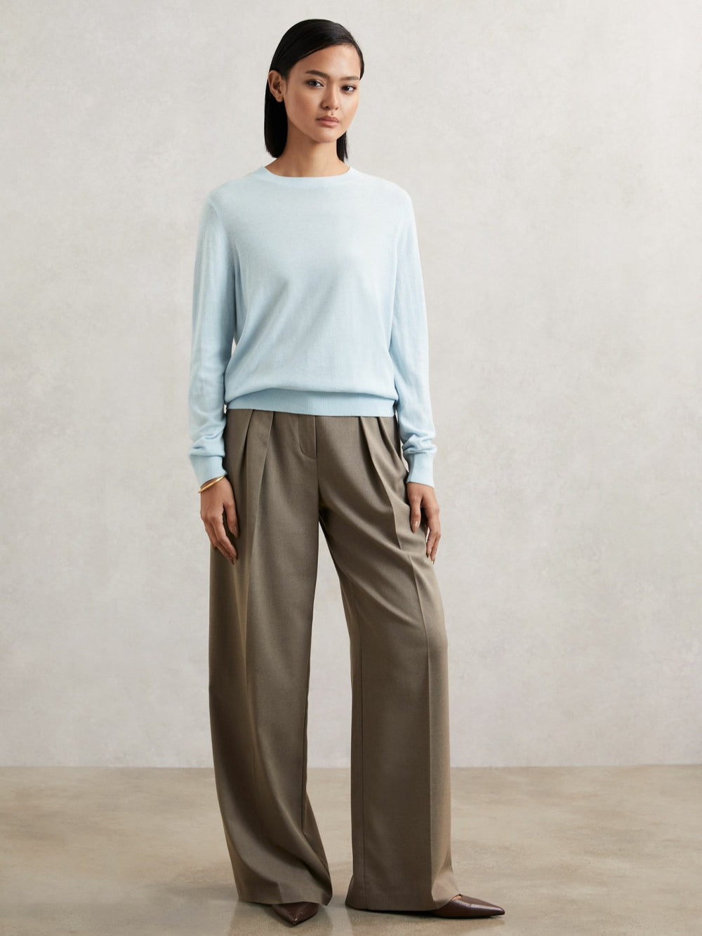 Merino Wool Crew-Neck Jumper Blue | Women