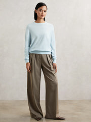 Merino Wool Crew-Neck Jumper Blue | Women