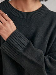Wool-Cashmere Crew-Neck Jumper Black | Women