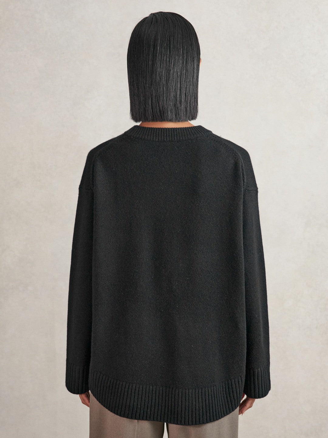Wool-Cashmere Crew-Neck Jumper Black | Women