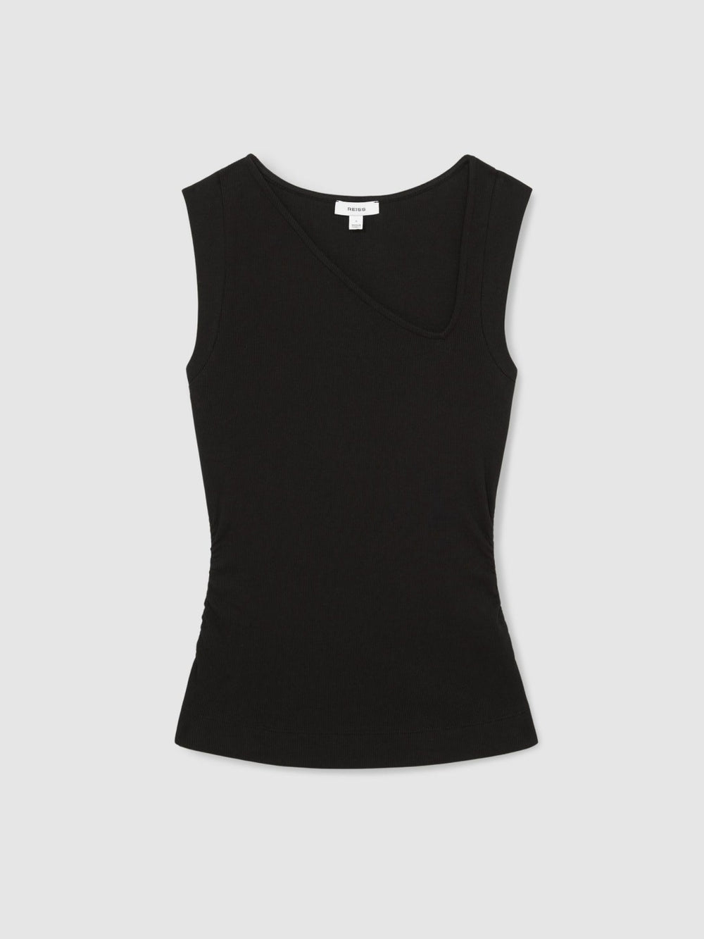 Stretch-Cotton Ribbed Asymmetric Vest Black | Women