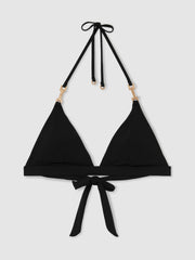 Triangle Halter Neck Bikini Top Black | Women