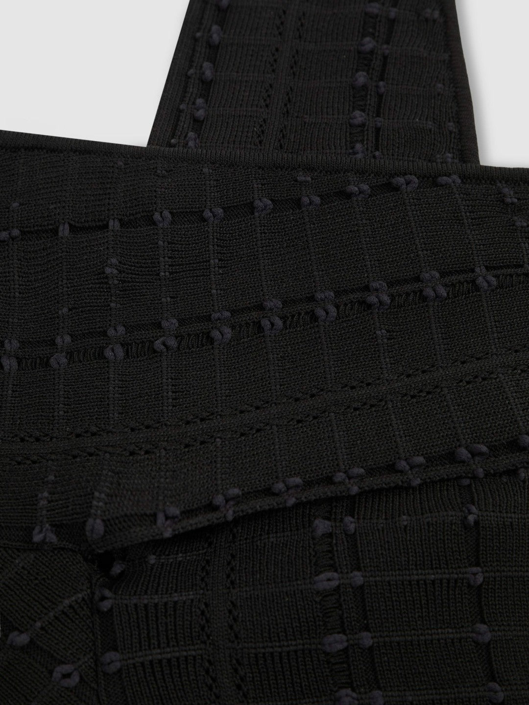 Cross Neck Textured Top Black | Women