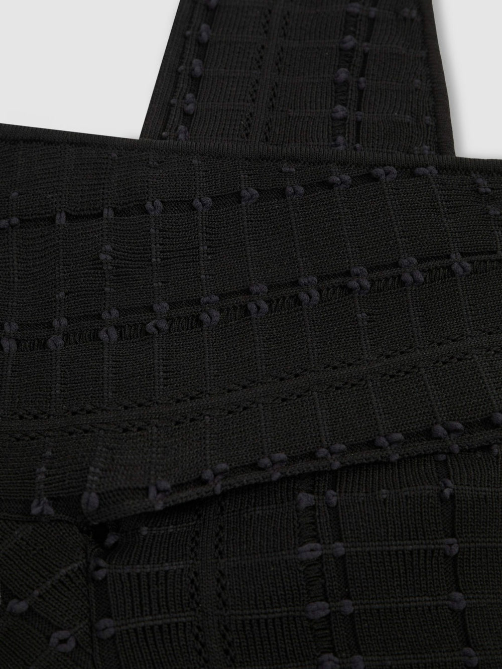 Cross Neck Textured Top Black | Women