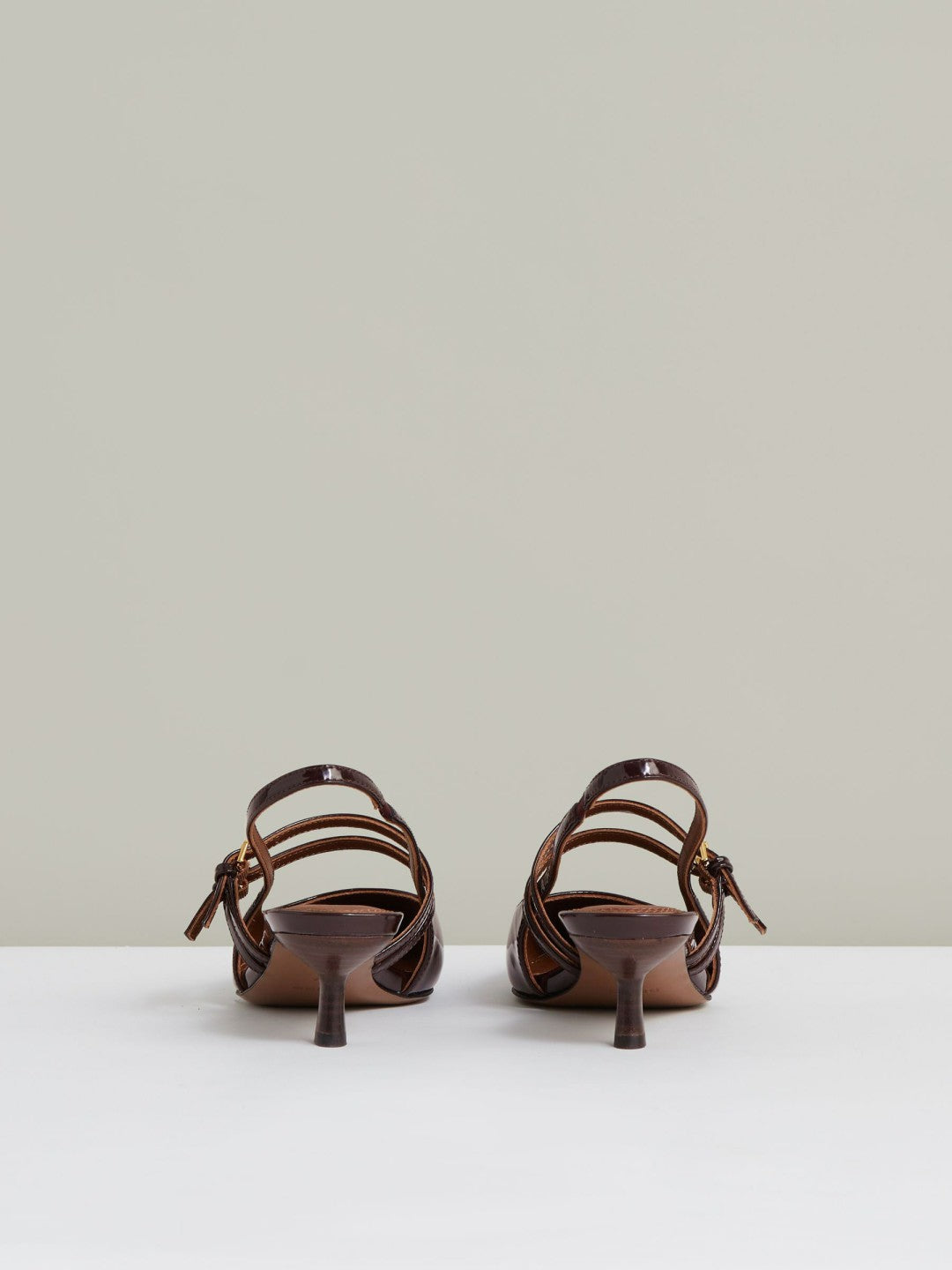 Leather Slingback Buckle Court Shoes Oxblood | Women