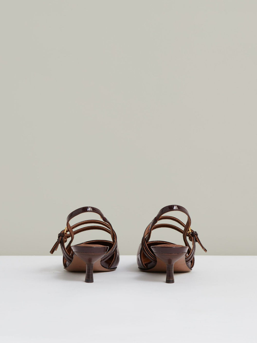 Leather Slingback Buckle Court Shoes Oxblood | Women