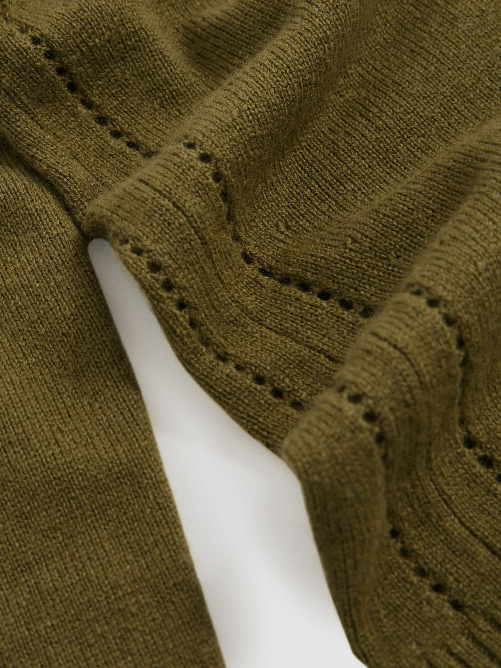 Wool-Blend Open-Stitch Jumper with Cashmere Khaki Green | Women
