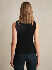 Cut-Out Rib-Knit Vest Black | Women