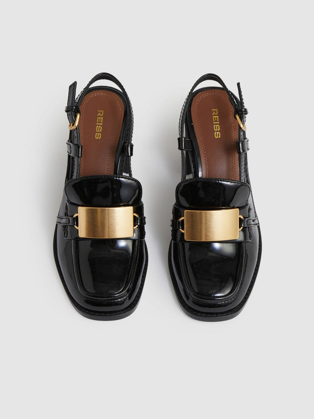 Patent Leather Slingback Heeled Loafers Black | Women