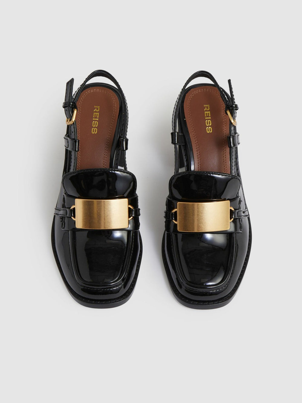 Patent Leather Slingback Heeled Loafers Black | Women