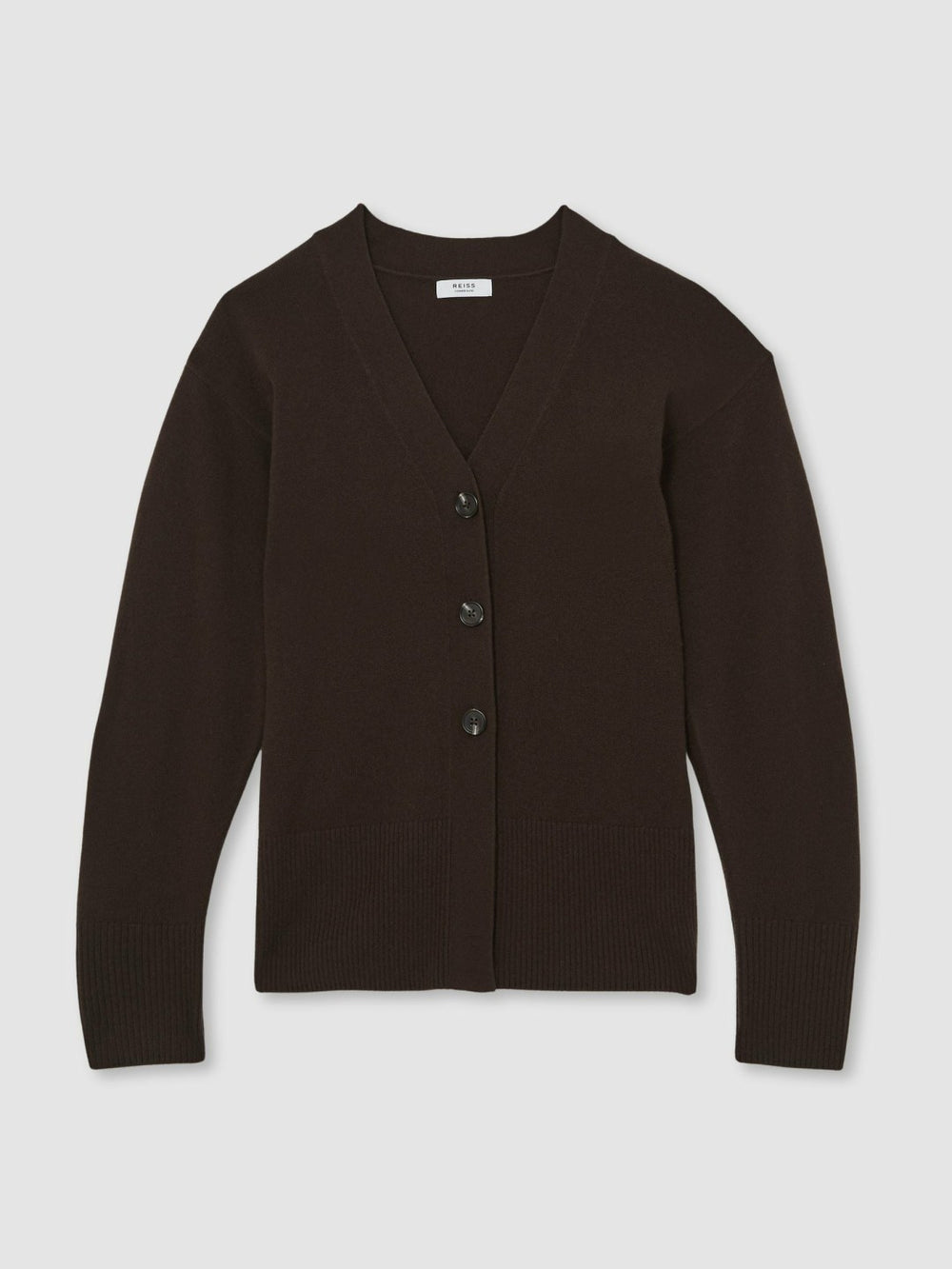 Wool-Blend Fitted Cardigan With Cashmere Chocolate | Women