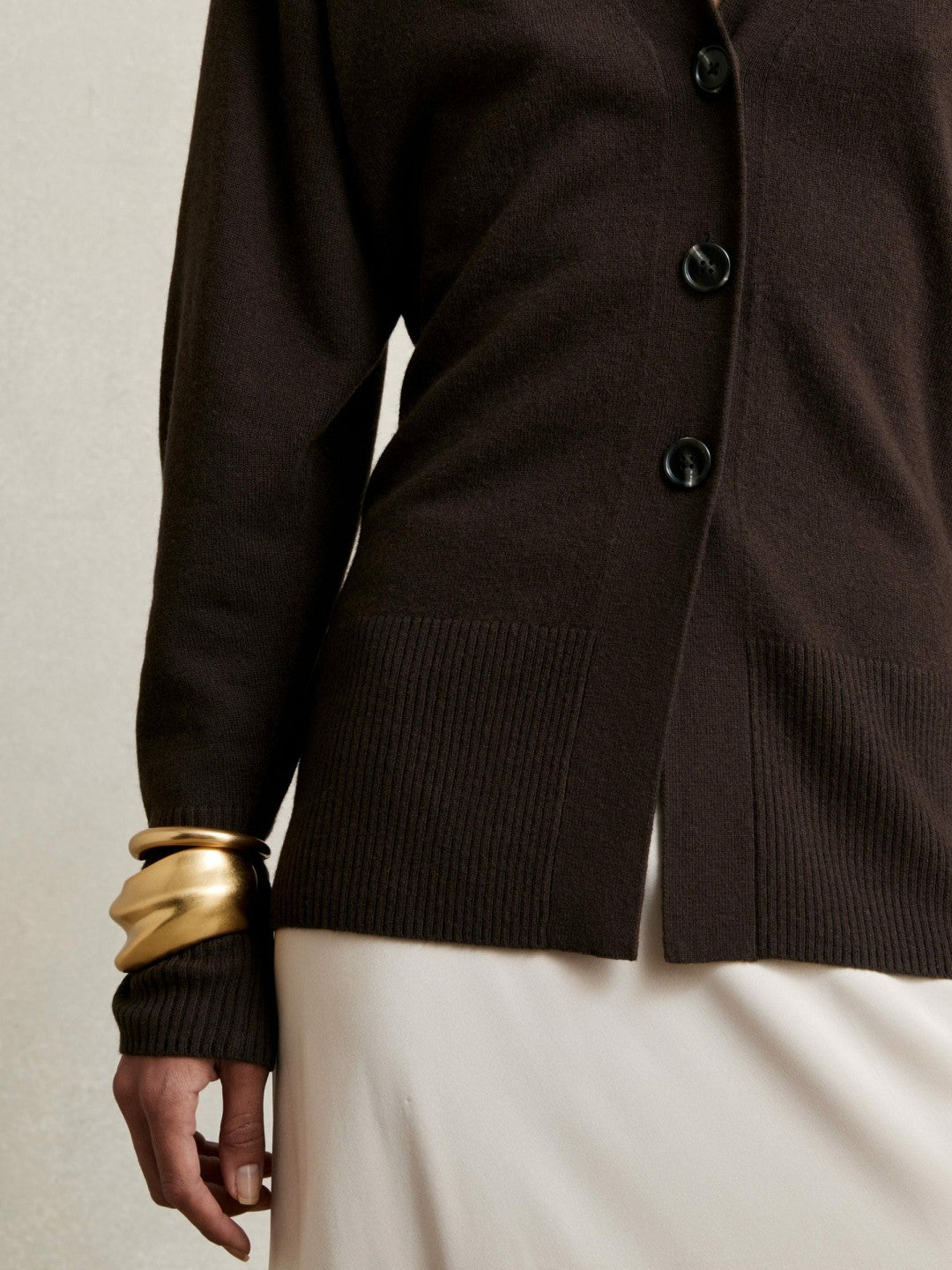 Wool-Blend Fitted Cardigan With Cashmere Chocolate | Women