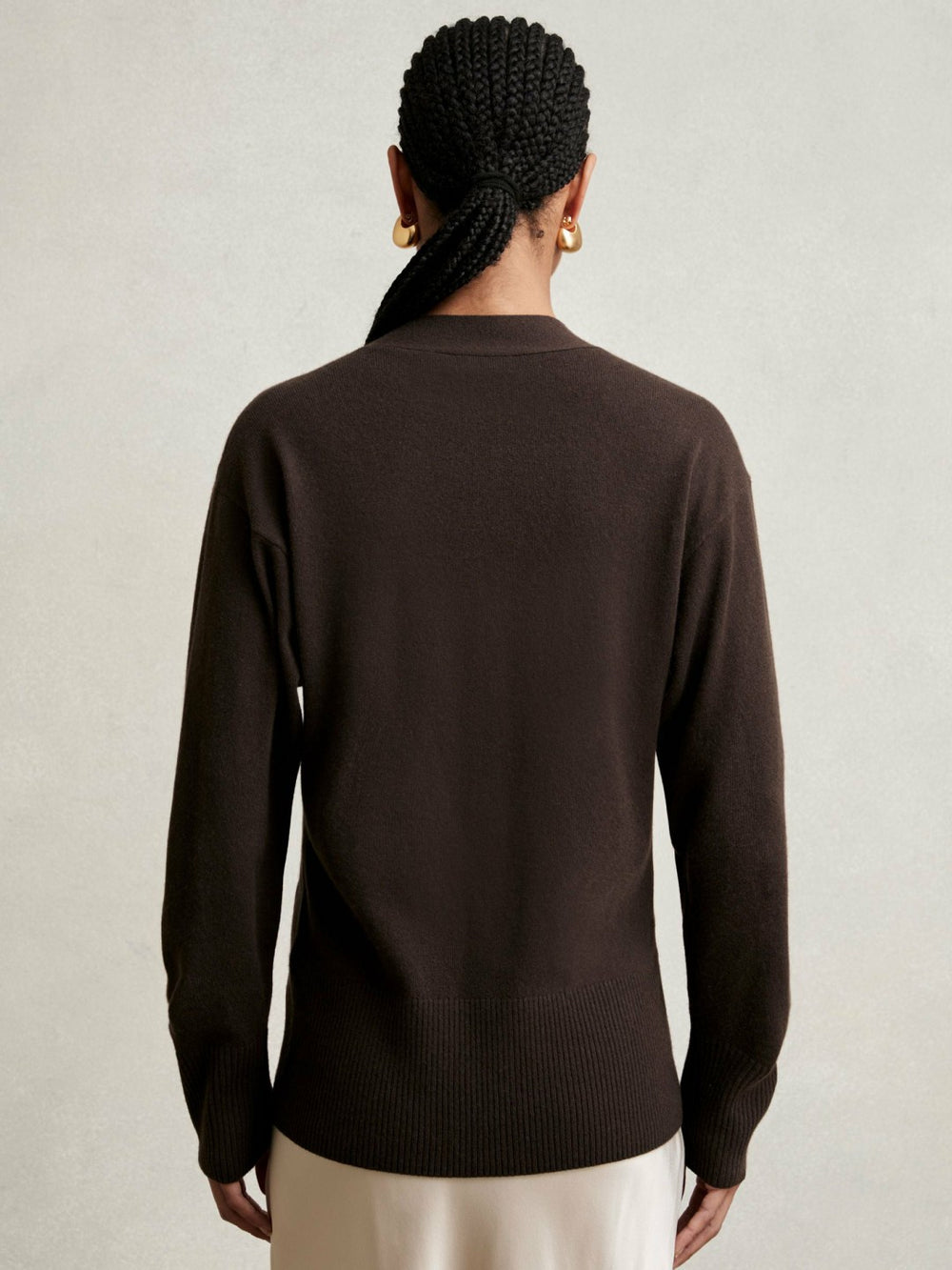 Wool-Blend Fitted Cardigan With Cashmere Chocolate | Women