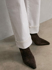 Suede Block-Heel Ankle Boots Chocolate | Women