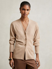 Wool-Blend Fitted Cardigan With Cashmere Neutral | Women