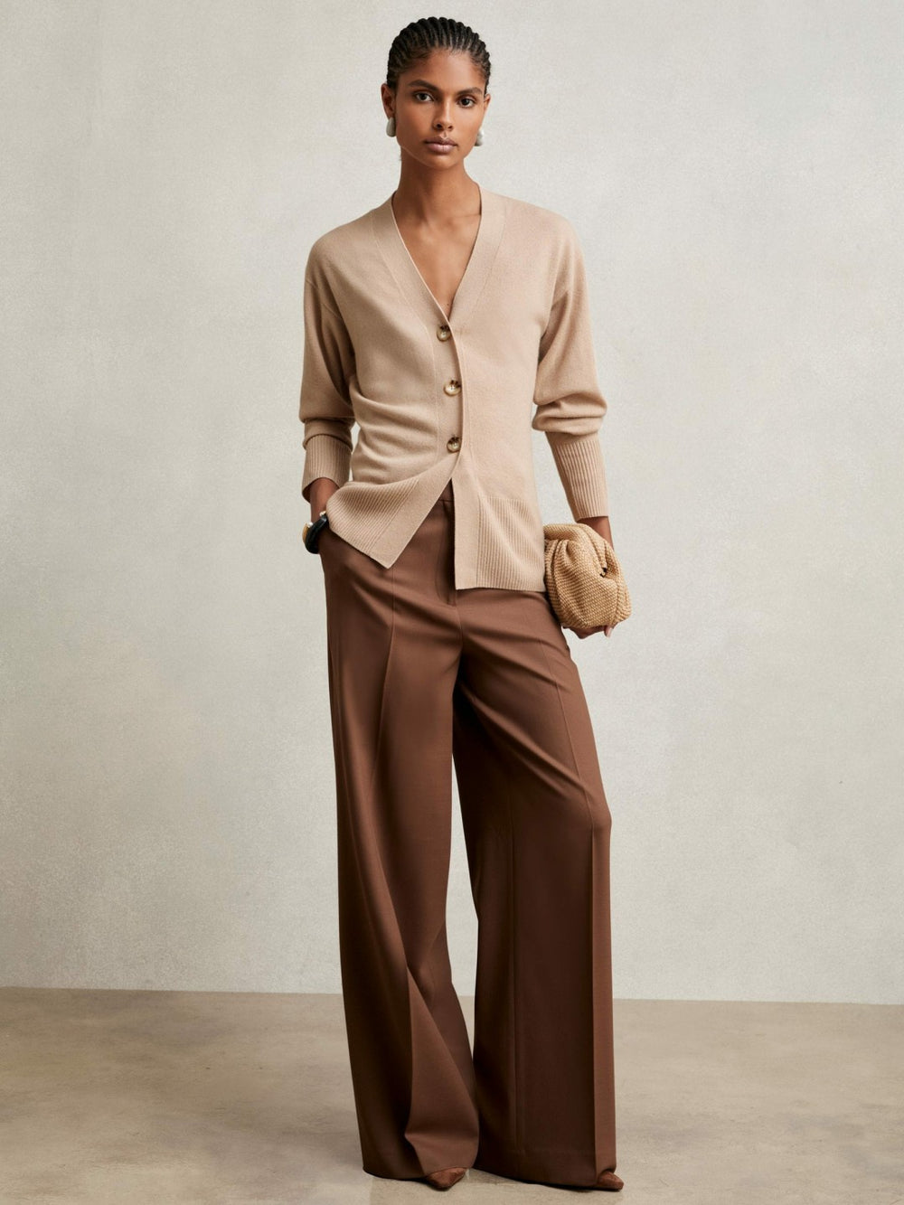 Wool-Blend Fitted Cardigan With Cashmere Neutral | Women
