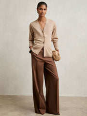 Wool-Blend Fitted Cardigan With Cashmere Neutral | Women