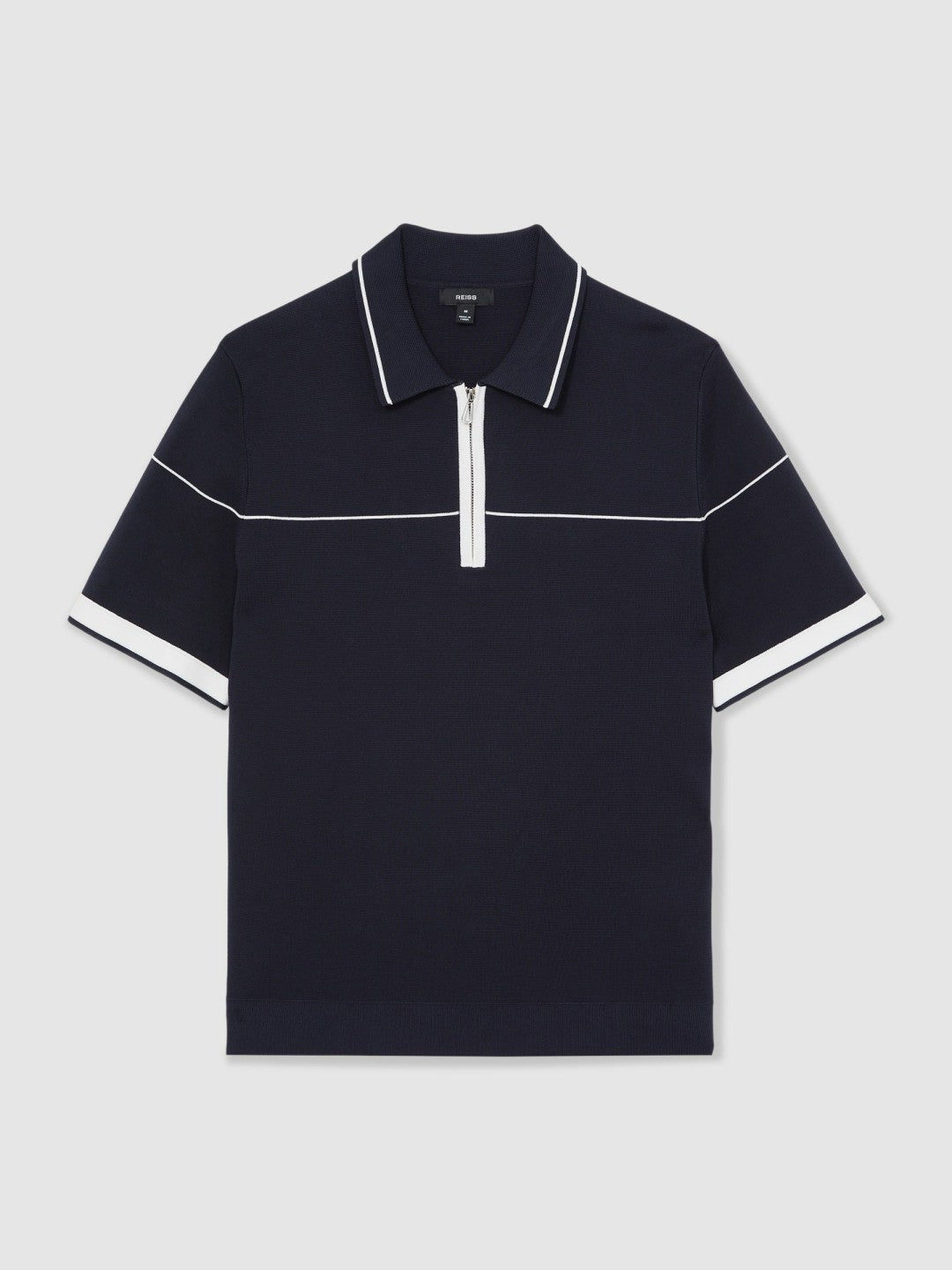 Half Zip Tipped Polo Shirt Navy/White | Men