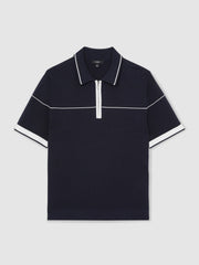 Half Zip Tipped Polo Shirt Navy/White | Men