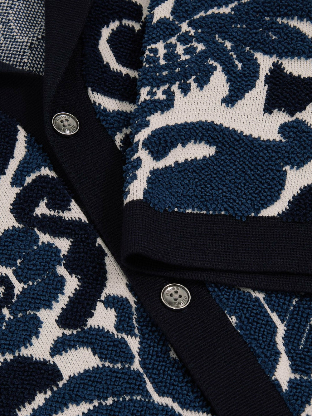 Paisley Jacquard Knit Shirt Navy Blue/White | Men
