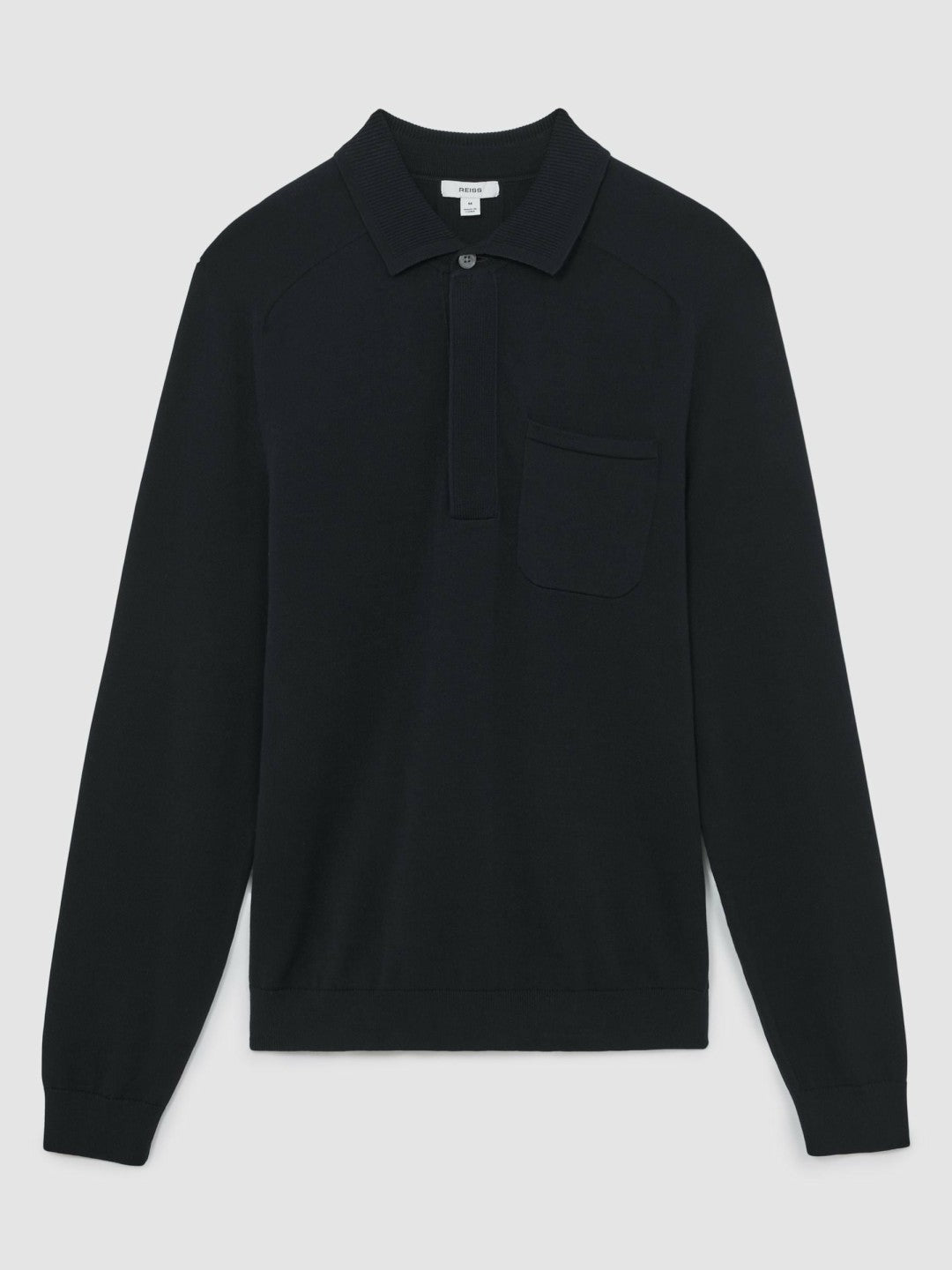 Cotton Concealed Placket Polo Shirt Navy | Men