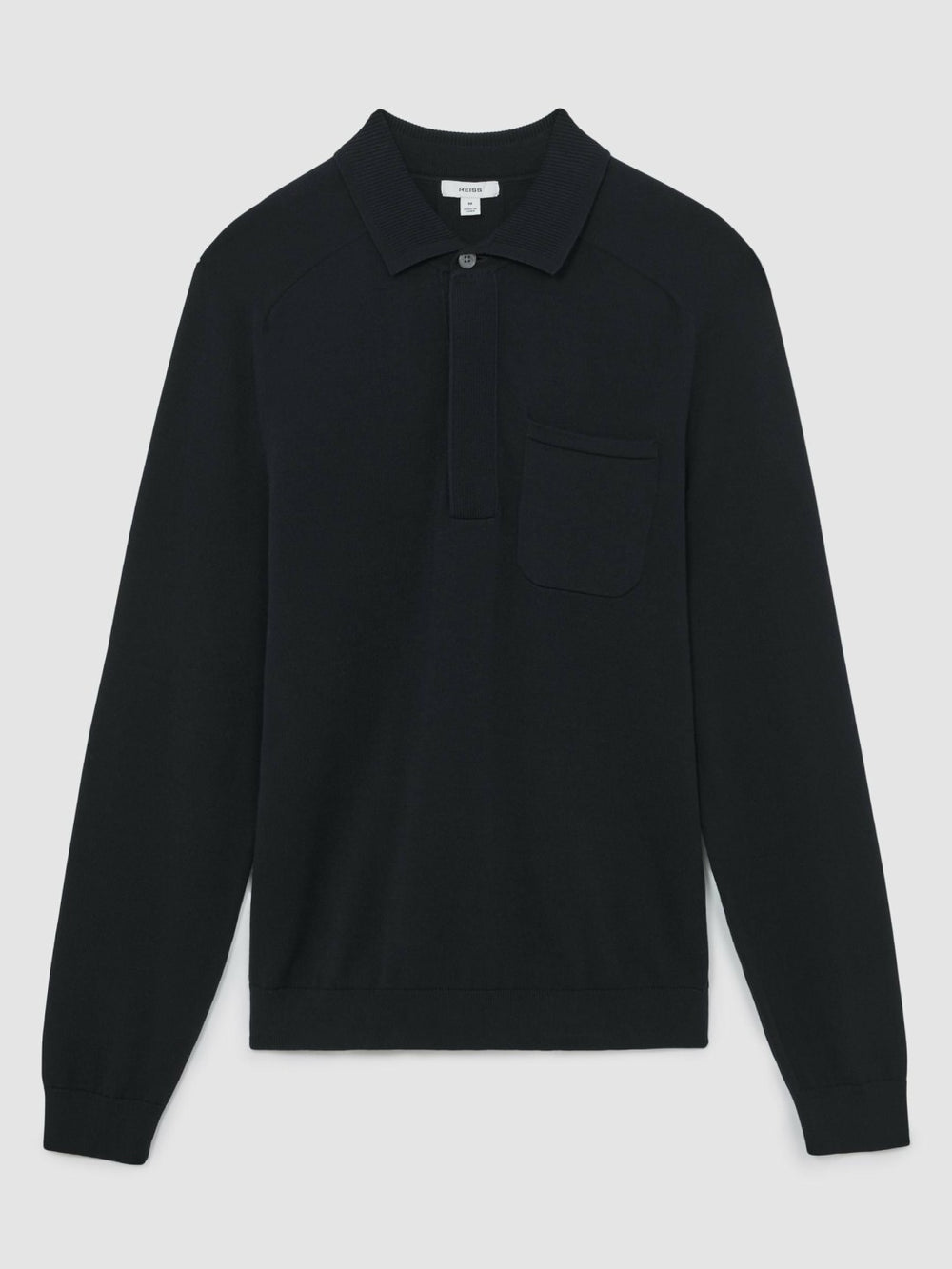 Cotton Concealed Placket Polo Shirt Navy | Men