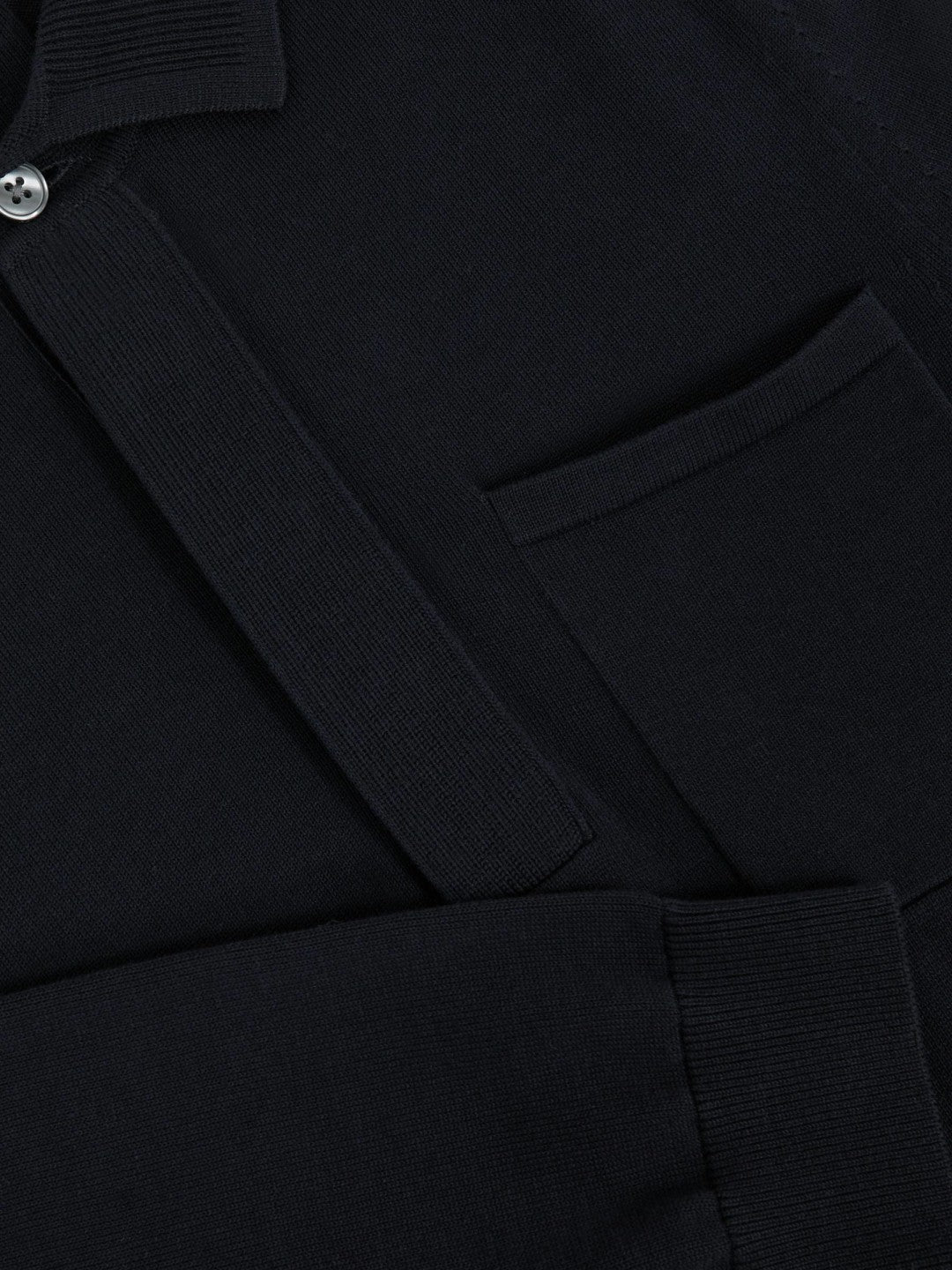 Cotton Concealed Placket Polo Shirt Navy | Men