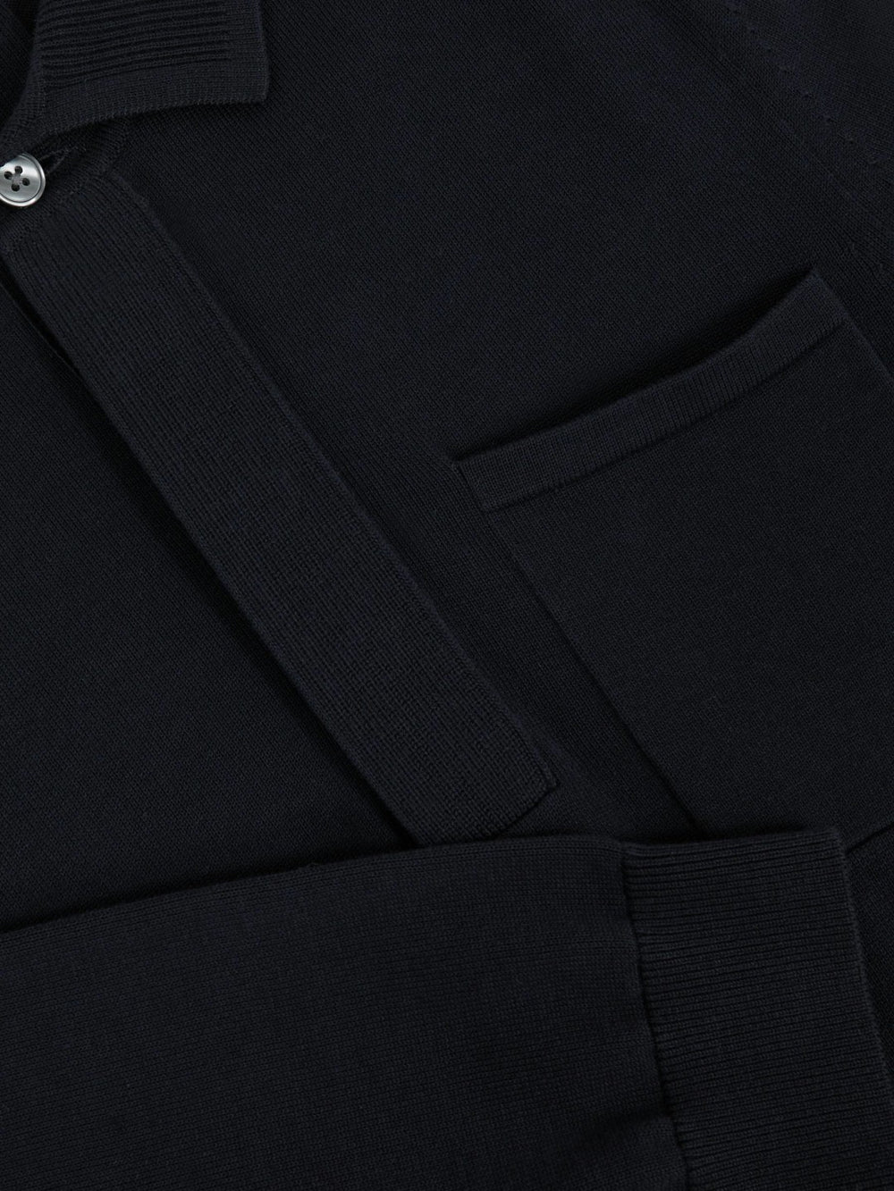 Cotton Concealed Placket Polo Shirt Navy | Men