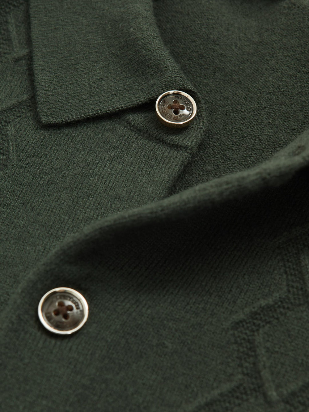 Wool V-Stitch Button-Through Cardigan Forest Green | Men