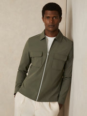 Technical Zip-Through Overshirt Green | Men