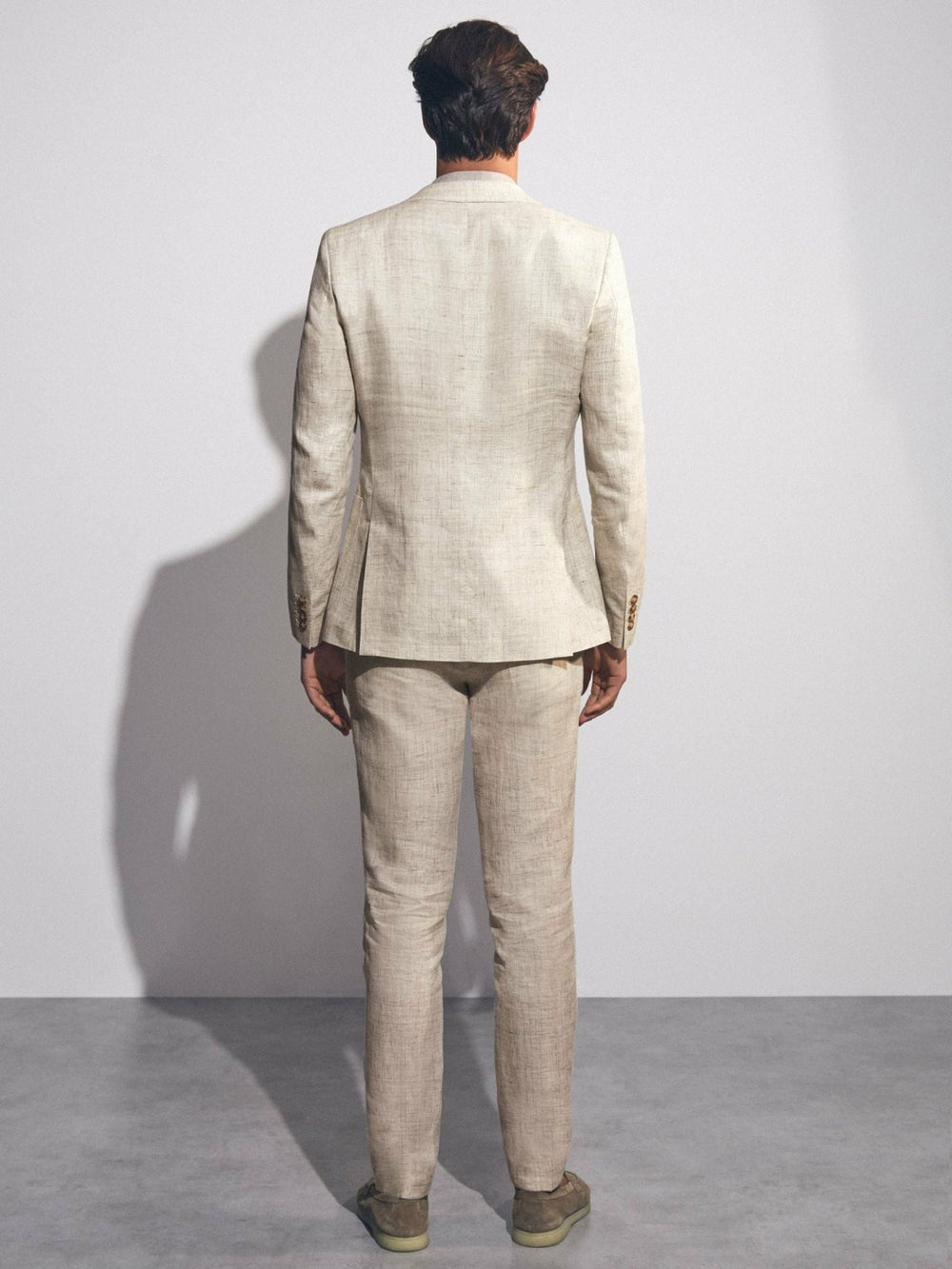 Linen-Cotton Slim-Fit Suit Trousers Stone | Men