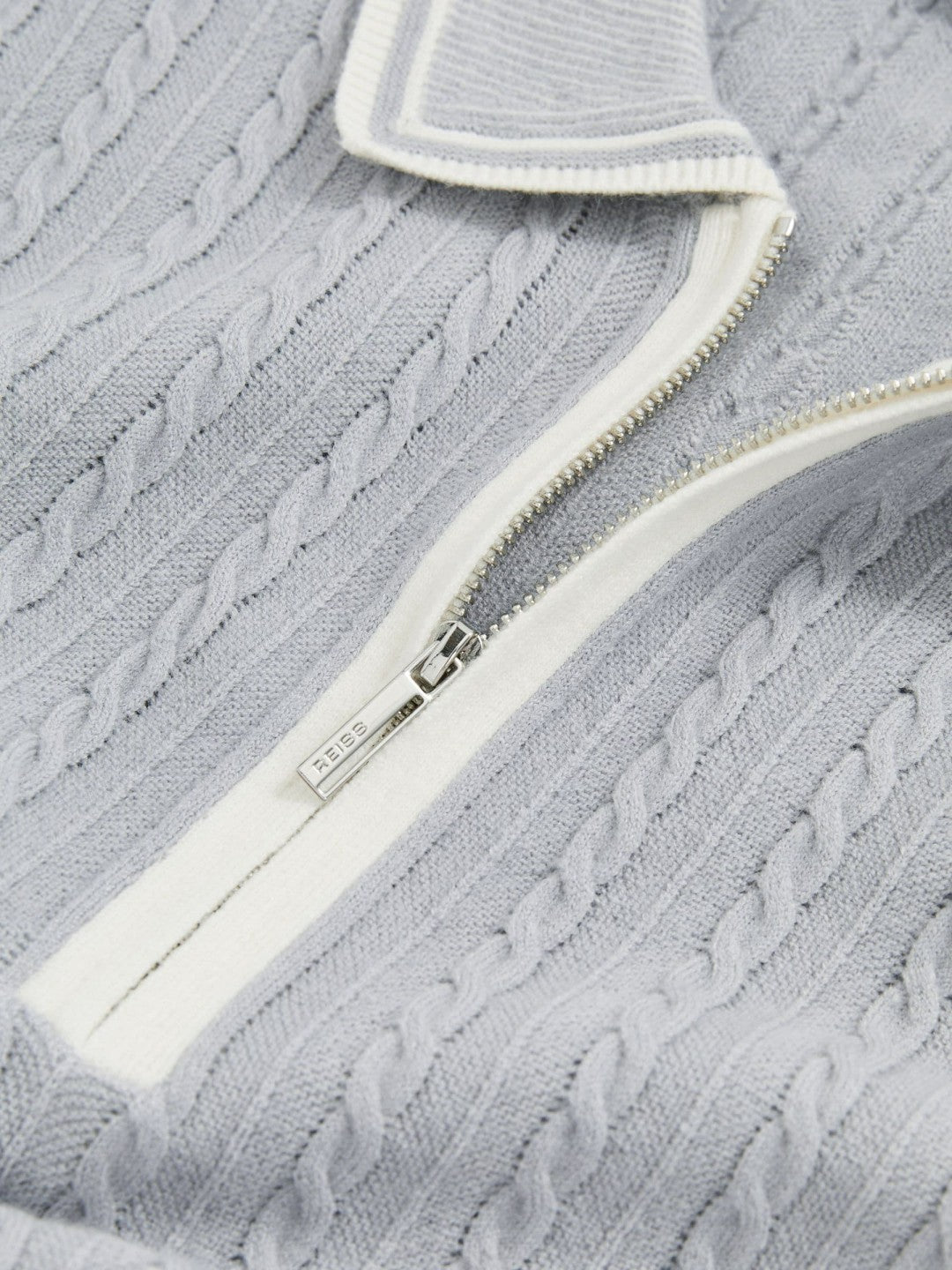 Micro-Cable Half-Zip Polo Shirt Soft Blue | Men