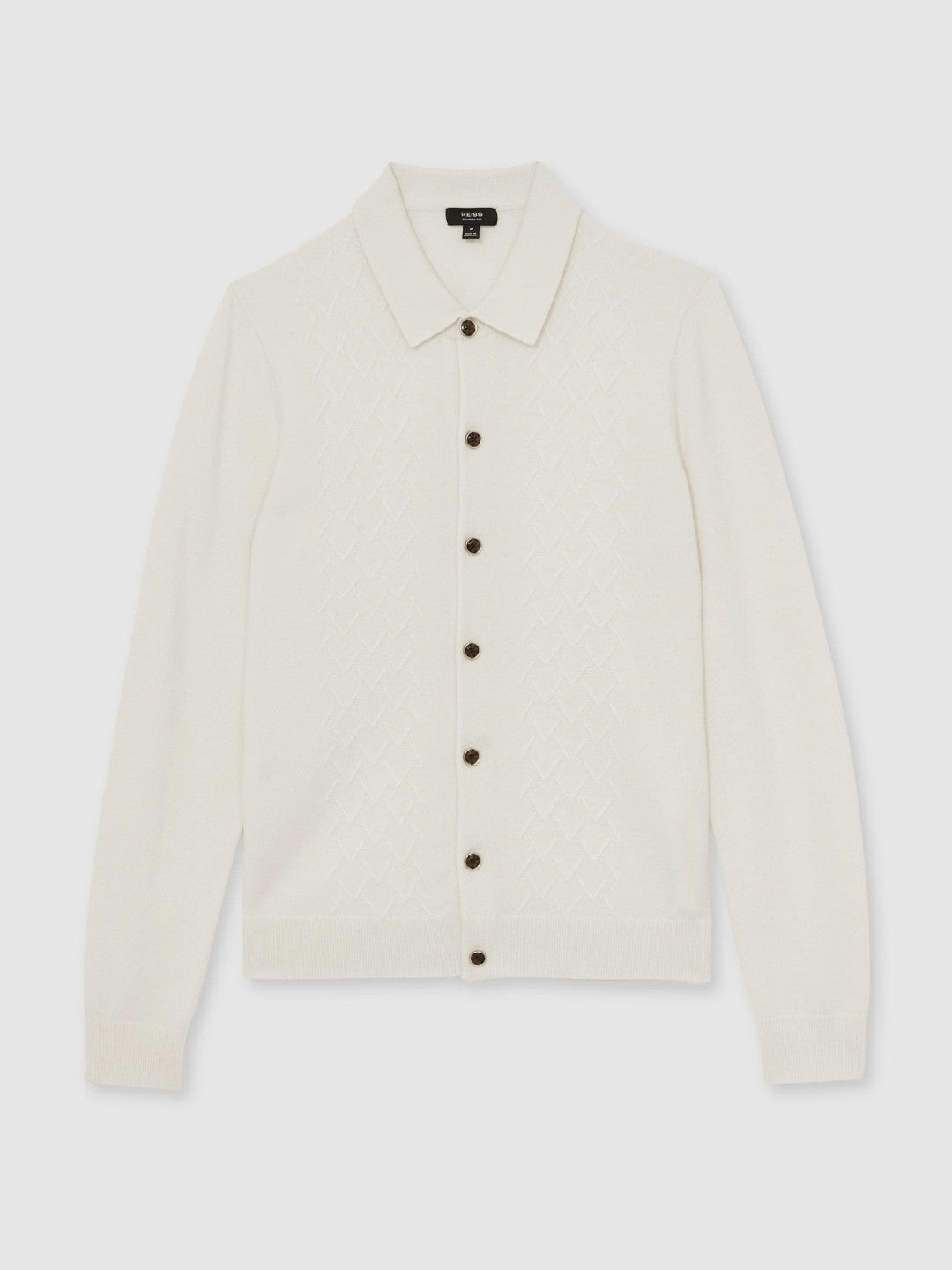 Wool V-Stitch Button-Through Cardigan Off White | Men