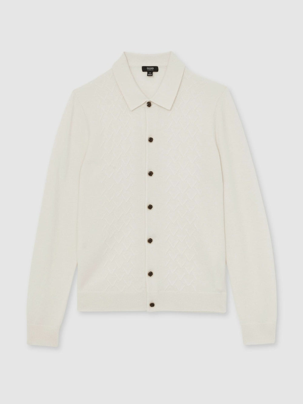 Wool V-Stitch Button-Through Cardigan Off White | Men