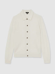 Wool V-Stitch Button-Through Cardigan Off White | Men