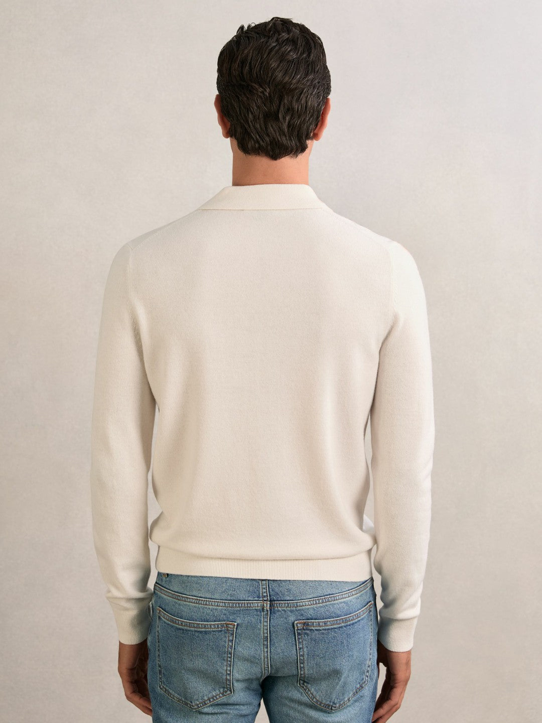 Wool V-Stitch Button-Through Cardigan Off White | Men
